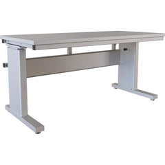 BOSTONtec - Stationary Work Benches, Tables; Type: Manual Height Adjustable Workstation ; Top Material: Laminate ; Width (Inch): 60 ; Depth (Inch): 30 ; Maximum Height (Inch): 44 ; Leg Style: Adjustable Height; C-Leg (Cantilever); Manual Height Adjustment - Exact Tool & Supply