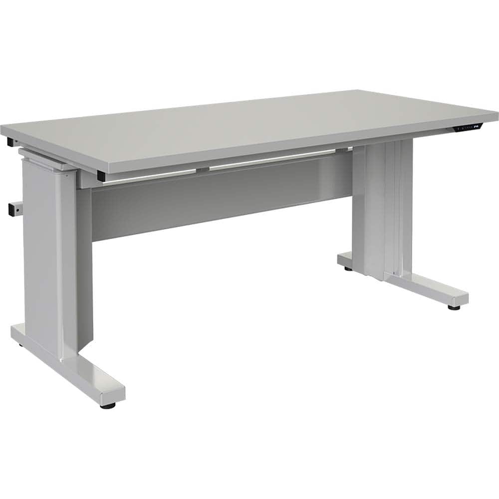 BOSTONtec - Stationary Work Benches, Tables; Type: Electric Height Adjustable Workstation ; Top Material: Laminate ; Width (Inch): 60 ; Depth (Inch): 30 ; Maximum Height (Inch): 44 ; Leg Style: Adjustable Height; C-Leg (Cantilever); Motor Height Adjustme - Exact Tool & Supply
