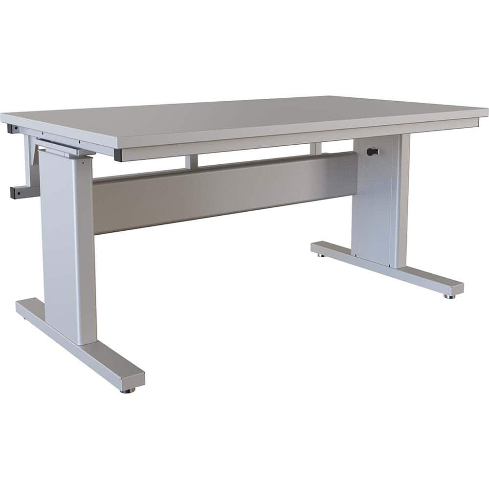 BOSTONtec - Stationary Work Benches, Tables; Type: Manual Height Adjustable Workstation ; Top Material: Laminate ; Width (Inch): 60 ; Depth (Inch): 36 ; Maximum Height (Inch): 44 ; Leg Style: Adjustable Height; C-Leg (Cantilever); Manual Height Adjustment - Exact Tool & Supply