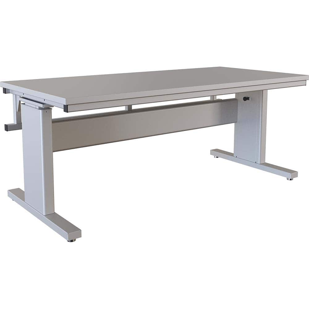 BOSTONtec - Stationary Work Benches, Tables; Type: Manual Height Adjustable Workstation ; Top Material: Laminate ; Width (Inch): 72 ; Depth (Inch): 36 ; Maximum Height (Inch): 44 ; Leg Style: Adjustable Height; C-Leg (Cantilever); Manual Height Adjustment - Exact Tool & Supply