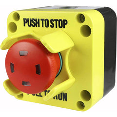 Automation Systems Interconnect - Pushbutton Control Stations; Control Station Type: Control Station ; Number of Operators: 1 ; Legend Markings: Pull to Start-Push to Stop ; Switch Action: Maintained ; Contact Configuration: 1NC ; Operator Type: Mushroom - Exact Tool & Supply