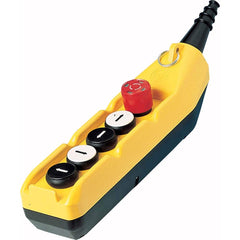 Automation Systems Interconnect - Pushbutton Switch Accessories; Switch Accessory Type: Pushbutton Operator; Emergency Stop ; For Use With: Hoists; Cranes ; Pushbutton Type: Flush ; Pushbutton Shape: Round ; Color: Yellow ; Operator Illumination: NonIllu - Exact Tool & Supply