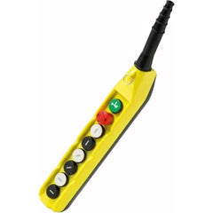Automation Systems Interconnect - Pushbutton Switch Accessories; Switch Accessory Type: Pushbutton Operator; Emergency Stop ; For Use With: Hoists; Cranes ; Pushbutton Type: Flush ; Pushbutton Shape: Round ; Color: Yellow ; Operator Illumination: NonIllu - Exact Tool & Supply