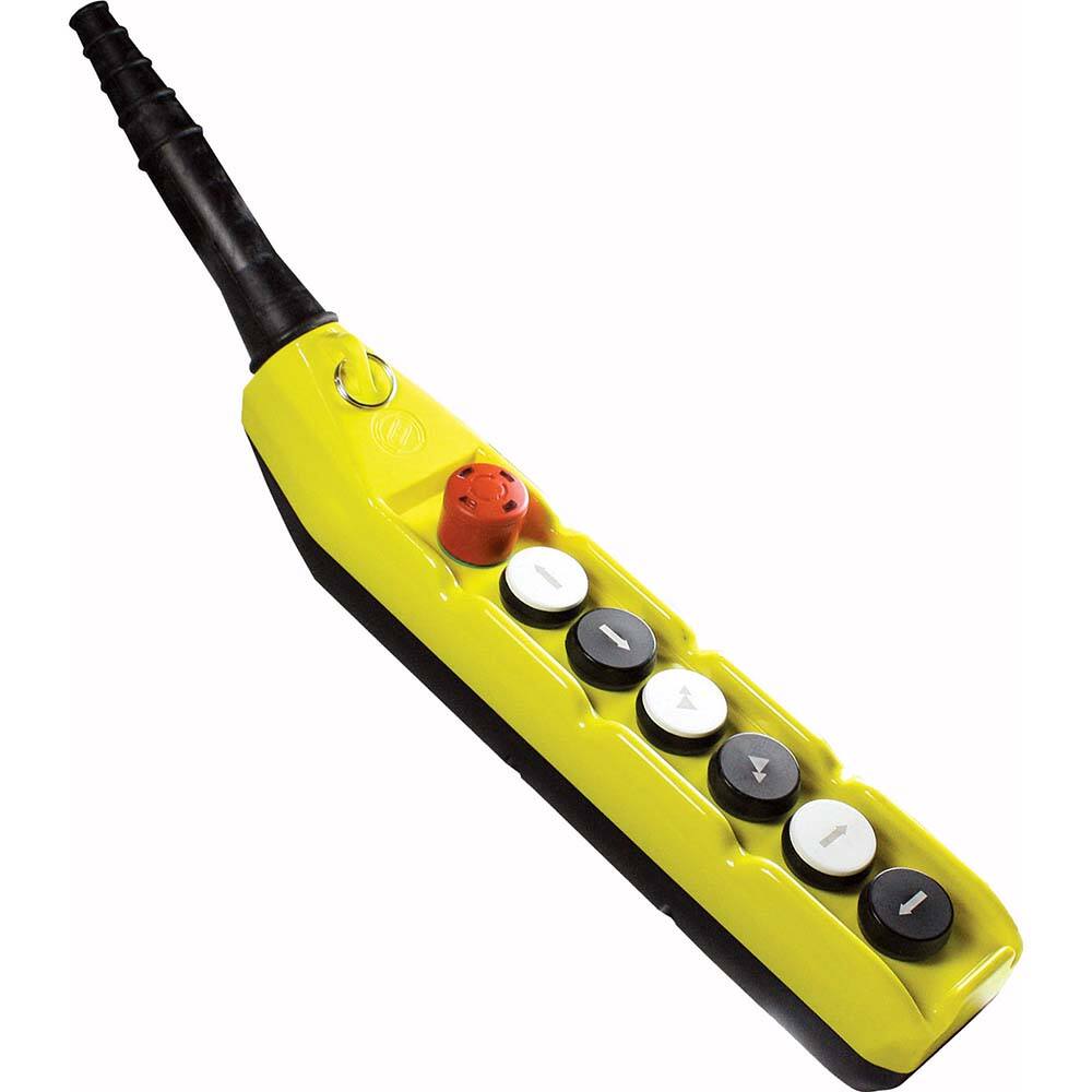 Automation Systems Interconnect - Pushbutton Switch Accessories; Switch Accessory Type: Pushbutton Operator; Emergency Stop ; For Use With: Hoists; Cranes ; Pushbutton Type: Flush ; Pushbutton Shape: Round ; Color: Yellow ; Operator Illumination: NonIllu - Exact Tool & Supply