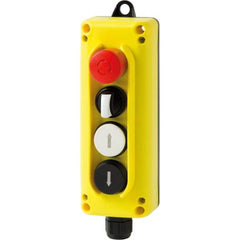 Automation Systems Interconnect - Pushbutton Switch Accessories; Switch Accessory Type: Pushbutton Operator; Emergency Stop ; For Use With: Hoists; Cranes ; Pushbutton Type: Flush ; Pushbutton Shape: Round ; Color: Yellow ; Operator Illumination: NonIllu - Exact Tool & Supply