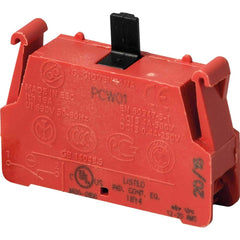 Automation Systems Interconnect - Pushbutton Switch Accessories; Switch Accessory Type: Contact Block ; For Use With: Pendtant Stations ; Color: Red ; Operator Illumination: NonIlluminated ; Material: Plastic - Exact Tool & Supply