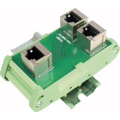 Automation Systems Interconnect - Data Port Receptacles; Receptacle Configuration: Ethernet ; Number of Ports: 3 ; Number of Power Receptacles: 0 ; Number of Switches: 0 ; Mounting Type: DIN Rail ; Color: Green - Exact Tool & Supply