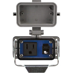 Automation Systems Interconnect - Data Port Receptacles; Receptacle Configuration: Ethernet ; Number of Ports: 1 ; Number of Power Receptacles: 1 ; Number of Switches: 0 ; Mounting Type: Base Mount ; Color: Gray - Exact Tool & Supply