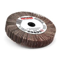 Superior Abrasives - Mounted Flap Wheels; Abrasive Type: Coated ; Outside Diameter (Inch): 4-1/2 ; Face Width (Inch): 3/4 ; Abrasive Material: Aluminum Oxide ; Grit: 120 ; Mounting Type: Arbor - Exact Tool & Supply