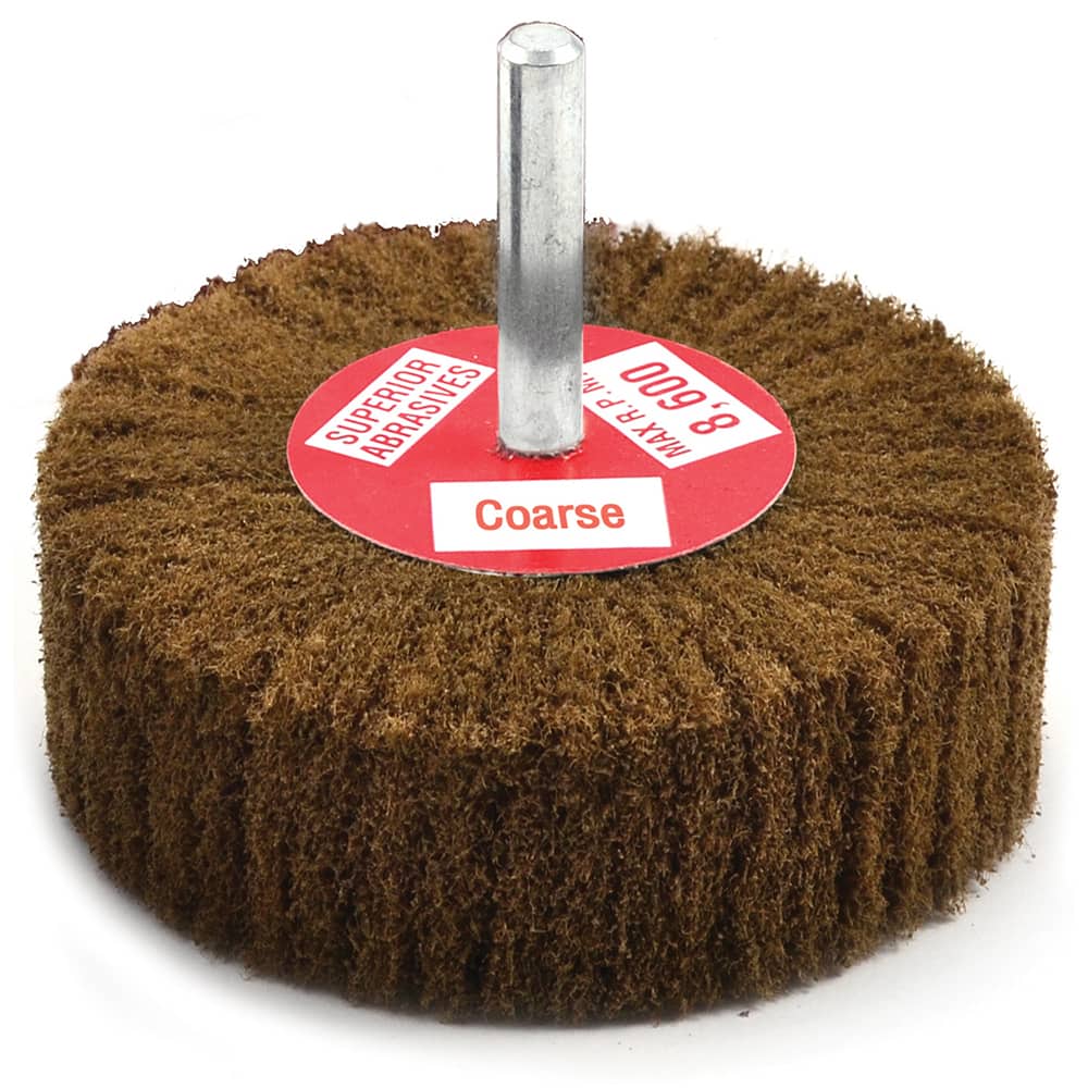 Superior Abrasives - Mounted Flap Wheels; Abrasive Type: Non-Woven ; Outside Diameter (Inch): 3 ; Face Width (Inch): 1 ; Abrasive Material: Aluminum Oxide ; Grade: Coarse ; Mounting Type: 1/4" Shank - Exact Tool & Supply