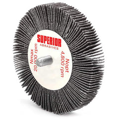 Superior Abrasives - Mounted Flap Wheels; Abrasive Type: Coated ; Outside Diameter (Inch): 3 ; Face Width (Inch): 1/2 ; Abrasive Material: Silicon Carbide ; Grit: 120 ; Mounting Type: 1/4" Shank - Exact Tool & Supply