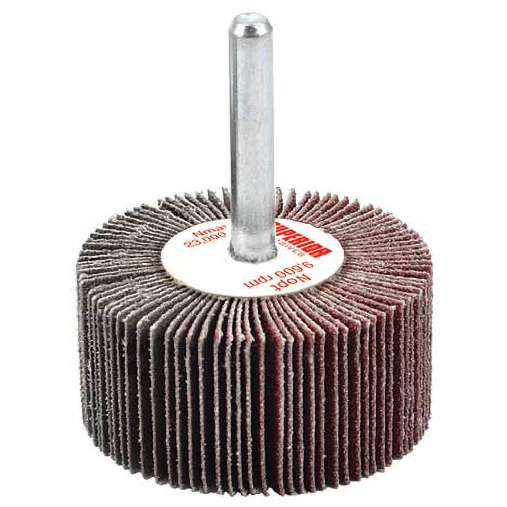 Superior Abrasives - Mounted Flap Wheels; Abrasive Type: Coated ; Outside Diameter (Inch): 3 ; Face Width (Inch): 2 ; Abrasive Material: Aluminum Oxide ; Grit: 120 ; Mounting Type: 1/4" Shank - Exact Tool & Supply