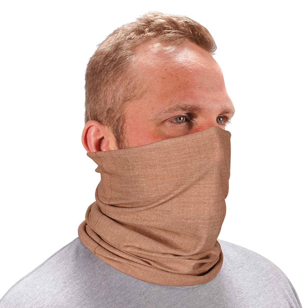 Ergodyne - Hats, Headbands & Bandanas; Garment Style: Gaiter ; Garment Type: Washable ; Garment Color: Khaki ; Garment Size: Universal ; Garment Material: High-Performance Knit Fabric ; Color Pattern: Solid - Exact Tool & Supply