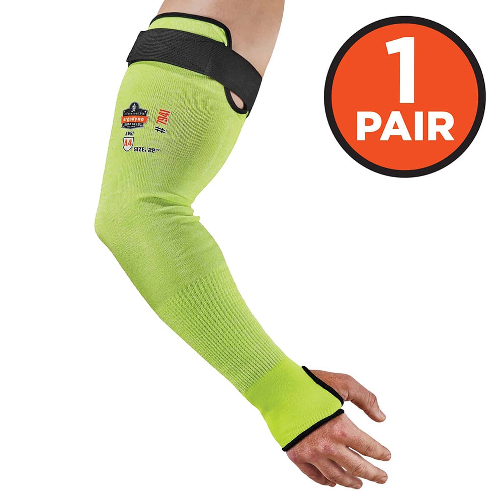 Ergodyne - Sleeves; Type: Cut Resistant ; Material: HPPE ; Thumb Hole: Yes ; Closures: Hook & Loop ; Length (Inch): 22 ; Size: Large - Exact Tool & Supply