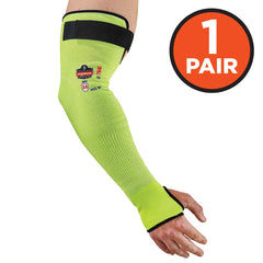 Ergodyne - Sleeves; Type: Cut Resistant ; Material: HPPE ; Thumb Hole: Yes ; Closures: Hook & Loop ; Length (Inch): 18 ; Size: Small - Exact Tool & Supply