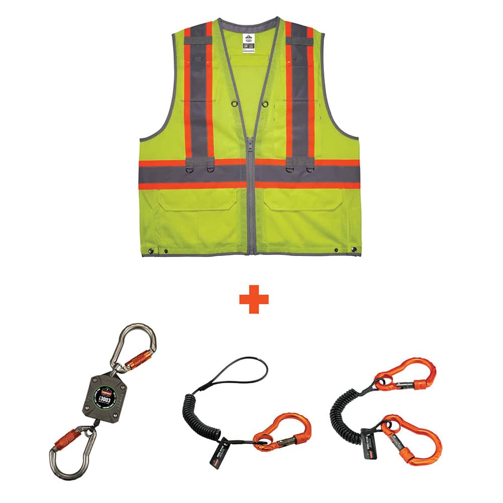 Ergodyne - High Visibility Vests; Vest Style: General Purpose ; Vest Type: Hi Visibility ; Front Closure: Zipper ; Material: Polyester ; Material Composition: Mesh ; Color: Lime - Exact Tool & Supply