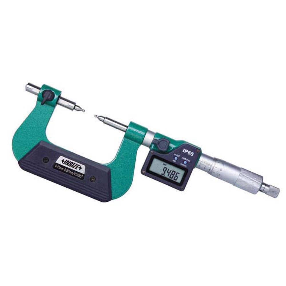 Insize USA LLC - Disc Micrometers; Operation Type: Electronic ; Minimum Measurement (Decimal Inch): 0.0000 ; Maximum Measurement (Decimal Inch): 1.0000 ; Thimble Type: Ratchet Stop ; Digital Counter: No ; Calibrated: Yes - Exact Tool & Supply