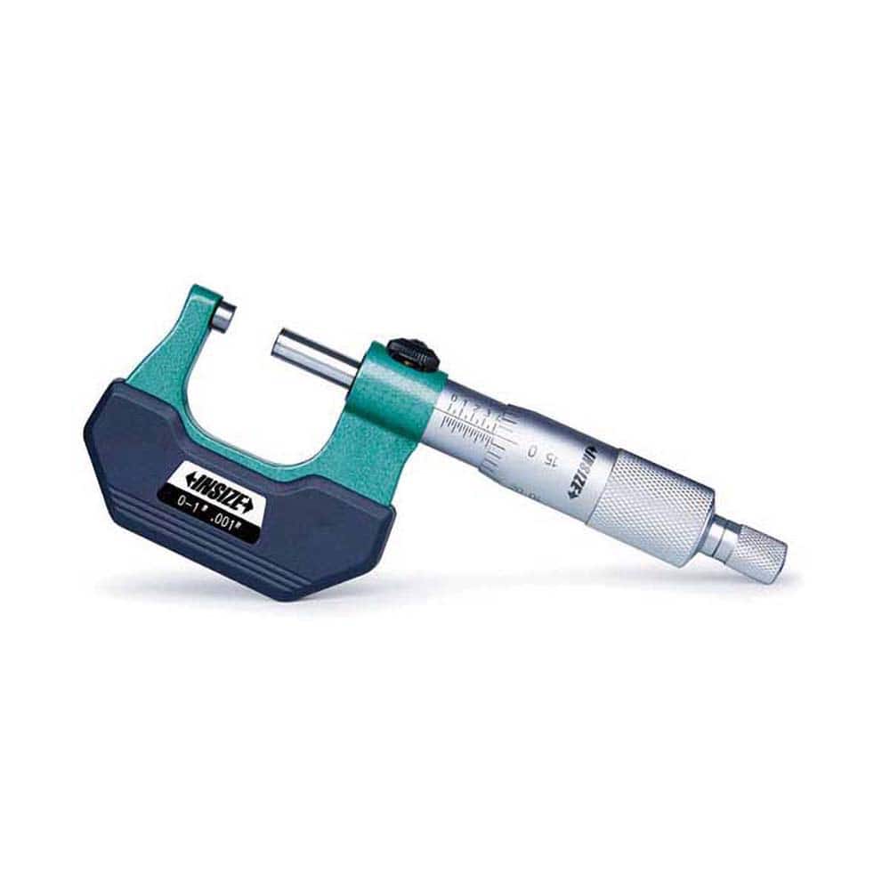 Insize USA LLC - Mechanical Outside Micrometers; Minimum Measurement (Inch): 0 ; Minimum Measurement (Decimal Inch): 0 ; Maximum Measurement (Decimal Inch): 1 ; Graduation (Decimal Inch): 0.001 ; Features: For Left or Right Hand ; Thimble Type: Ratchet S - Exact Tool & Supply