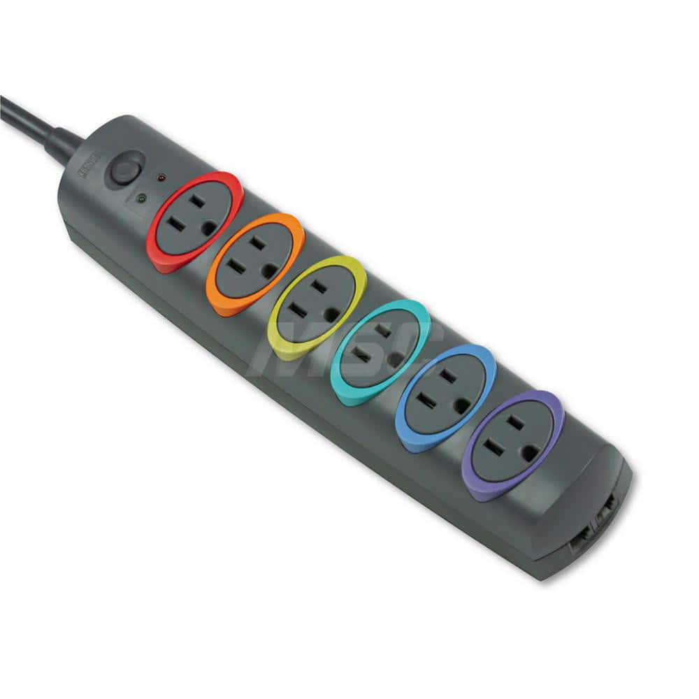 ACCO - Power Outlet Strips; Amperage: 15 ; Voltage: 125 ; Number of Outlets: 6 ; Material: ABS Plastic ; Mounting Type: Floor ; Cord Length (Feet): 8 - Exact Tool & Supply
