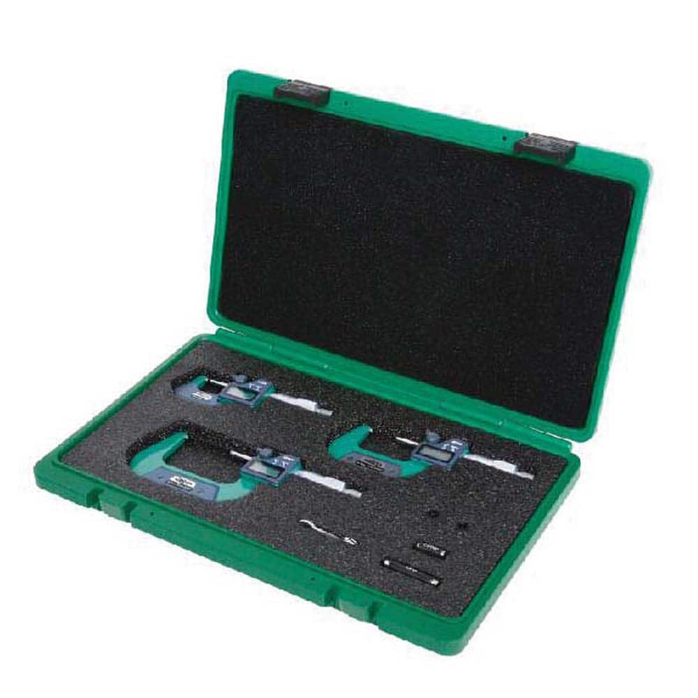 Insize USA LLC - Electronic Outside Micrometers; Type: Standard ; Minimum Measurement (Decimal Inch): 0.0000 ; Minimum Measurement (mm): 0.00 ; Maximum Measurement (mm): 75.00 ; Maximum Measurement (Decimal Inch): 3.0000 ; Thimble Type: Ratchet Stop - Exact Tool & Supply