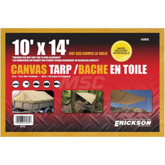 Erickson Manufacturing - Tarps & Dust Covers; Material: Canvas ; Width (Feet): 10.00 ; Grommet: Yes ; Color: Beige ; Length: 14 ; Additional Information: Finished Size May Vary Due to Hem Allowance - Exact Tool & Supply