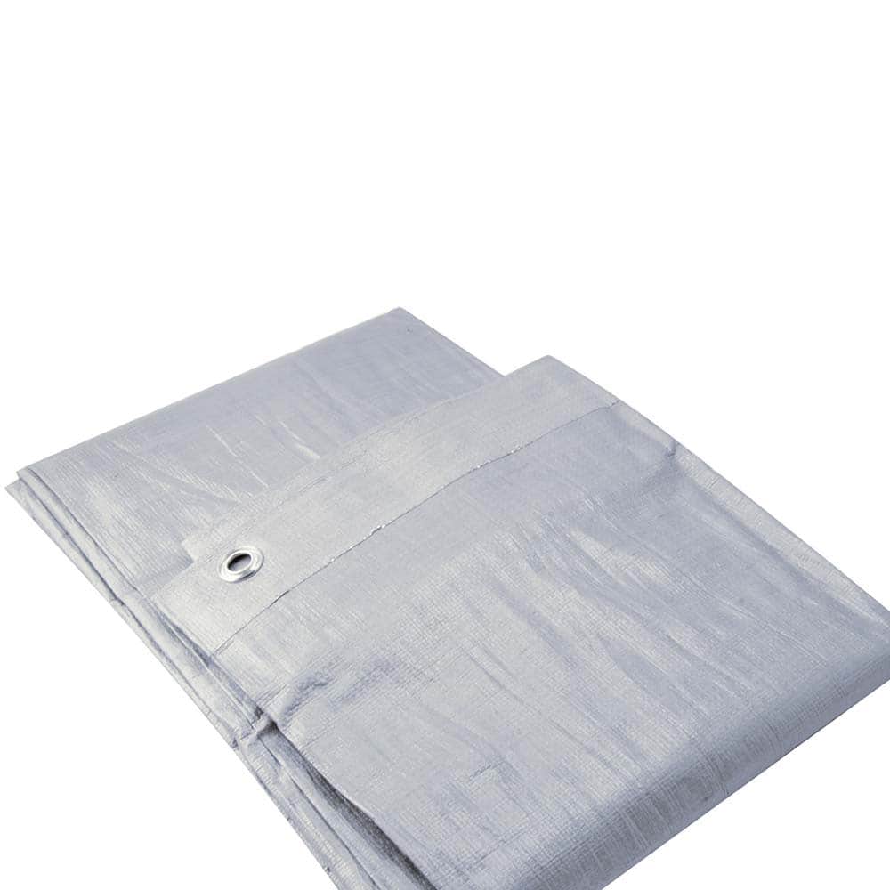 Erickson Manufacturing - Tarps & Dust Covers; Material: Polyethylene ; Width (Feet): 12.00 ; Grommet: Yes ; Color: Silver ; Length: 20 - Exact Tool & Supply
