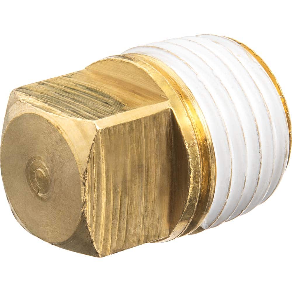 USA Sealing - Brass & Chrome Pipe Fittings; Type: Hollow Square Head Plug ; Fitting Size: 4 ; End Connections: MNPT w/Thread Sealant ; Material: Brass ; Pressure Rating (psi): 125 ; Finish/Coating: Uncoated - Exact Tool & Supply