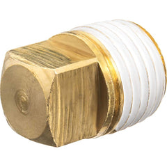 USA Sealing - Brass & Chrome Pipe Fittings; Type: Hollow Square Head Plug ; Fitting Size: 4 ; End Connections: MNPT w/Thread Sealant ; Material: Brass ; Pressure Rating (psi): 125 ; Finish/Coating: Uncoated - Exact Tool & Supply