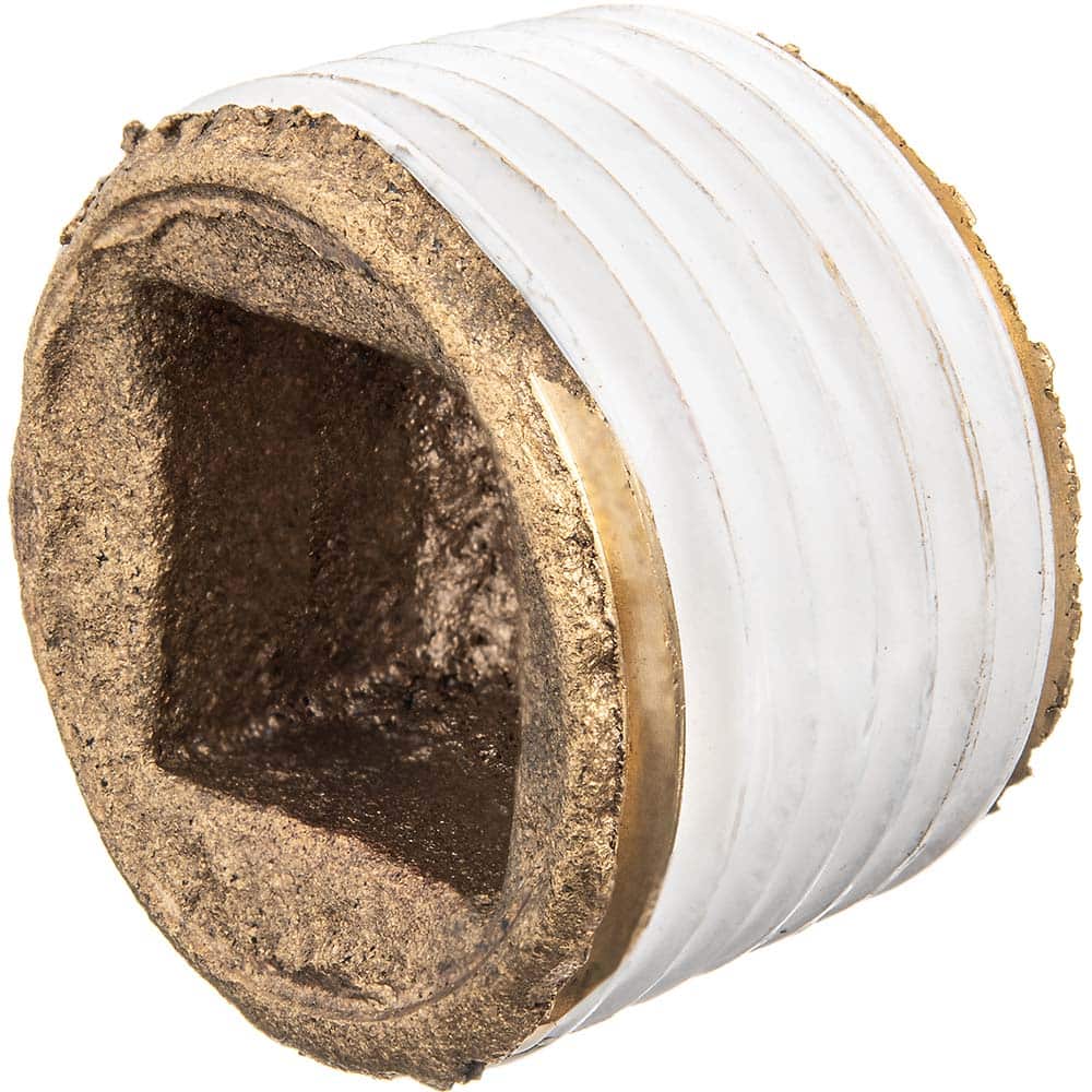 USA Sealing - Brass & Chrome Pipe Fittings; Type: Square Socket Plug ; Fitting Size: 3/4 ; End Connections: MNPT w/Thread Sealant ; Material: Brass ; Pressure Rating (psi): 125 ; Finish/Coating: Uncoated - Exact Tool & Supply