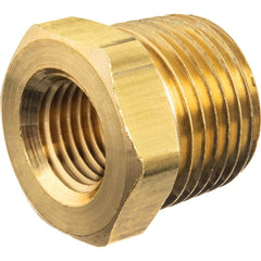 USA Sealing - Brass & Chrome Pipe Fittings; Type: Hex Bushing ; Fitting Size: 1 x 3/8 ; End Connections: MNPT x FNPT ; Material: Brass ; Pressure Rating (psi): 125 ; Finish/Coating: Uncoated - Exact Tool & Supply