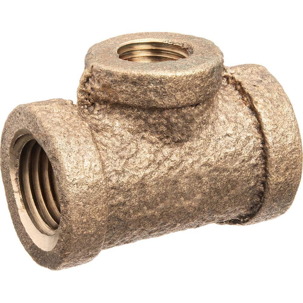 USA Sealing - Brass & Chrome Pipe Fittings; Type: Reducing Branch Tee ; Fitting Size: 3/8 x 3/8 x 1/2 ; End Connections: FNPT x FNPT x FNPT ; Material: Brass ; Pressure Rating (psi): 125 ; Finish/Coating: Uncoated - Exact Tool & Supply