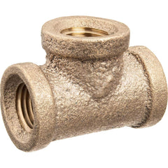 USA Sealing - Brass & Chrome Pipe Fittings; Type: Tee ; Fitting Size: 1/2 x 1/2 x 1/2 ; End Connections: FBSPT x FBSPT x FBSPT ; Material: Brass ; Pressure Rating (psi): 125 ; Finish/Coating: Uncoated - Exact Tool & Supply