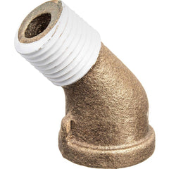 USA Sealing - Brass & Chrome Pipe Fittings; Type: 45 Street Elbow ; Fitting Size: 1/2 x 1/2 ; End Connections: FNPT x MNPT w/Thread Sealant ; Material: Brass ; Pressure Rating (psi): 125 ; Finish/Coating: Uncoated - Exact Tool & Supply