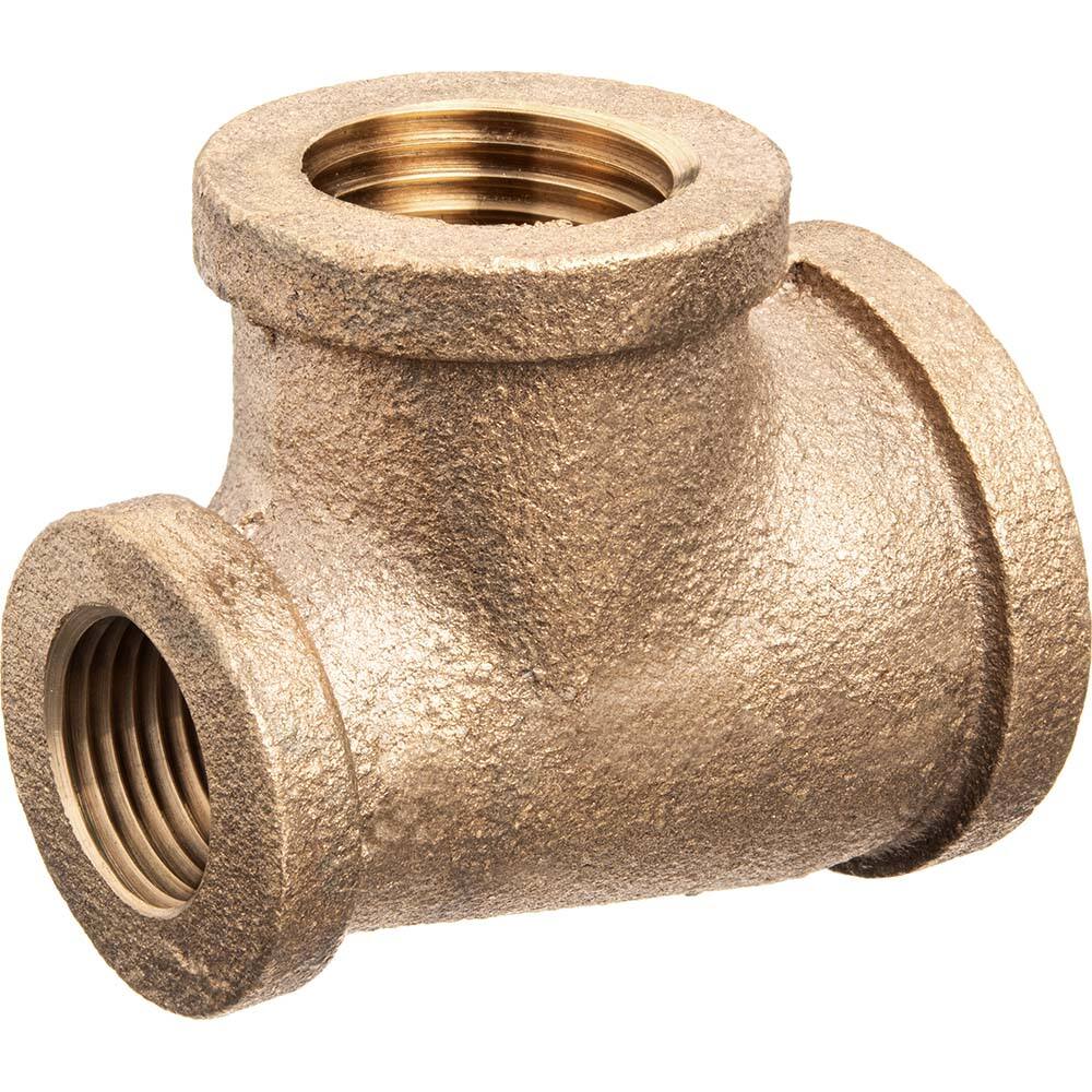USA Sealing - Brass & Chrome Pipe Fittings; Type: Dual Reducing Tee ; Fitting Size: 1 x 1/2 x 3/4 ; End Connections: FNPT x FNPT x FNPT ; Material: Brass ; Pressure Rating (psi): 125 ; Finish/Coating: Uncoated - Exact Tool & Supply