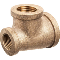 USA Sealing - Brass & Chrome Pipe Fittings; Type: Dual Reducing Tee ; Fitting Size: 1 x 1/2 x 3/4 ; End Connections: FNPT x FNPT x FNPT ; Material: Brass ; Pressure Rating (psi): 125 ; Finish/Coating: Uncoated - Exact Tool & Supply