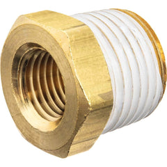 USA Sealing - Brass & Chrome Pipe Fittings; Type: Hex Bushing ; Fitting Size: 1 x 1/4 ; End Connections: MNPT x FNPT w/Thread Sealant ; Material: Brass ; Pressure Rating (psi): 125 ; Finish/Coating: Uncoated - Exact Tool & Supply
