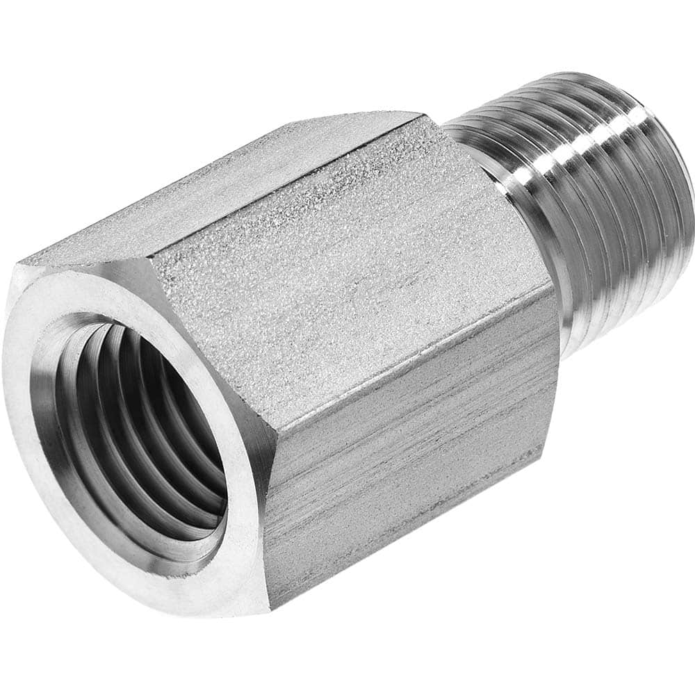 USA Sealing - Stainless Steel Pipe Fittings; Type: Adapter ; Fitting Size: 3/8 x 3/8 ; End Connections: FNPT x MNPT ; Material Grade: 304 ; Pressure Rating (psi): 4900 - Exact Tool & Supply