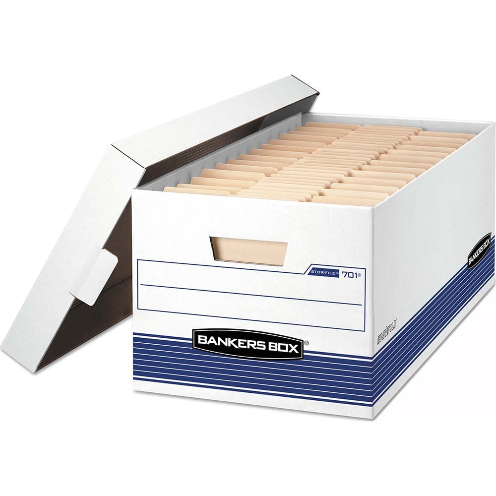 BANKERS BOX - Compartment Storage Boxes & Bins; Type: Storage Box ; Number of Compartments: 1.000 ; Overall Width: 12 ; Overall Depth: 25-3/8 (Inch); Overall Height (Inch): 10-1/4 ; Color: White - Exact Tool & Supply