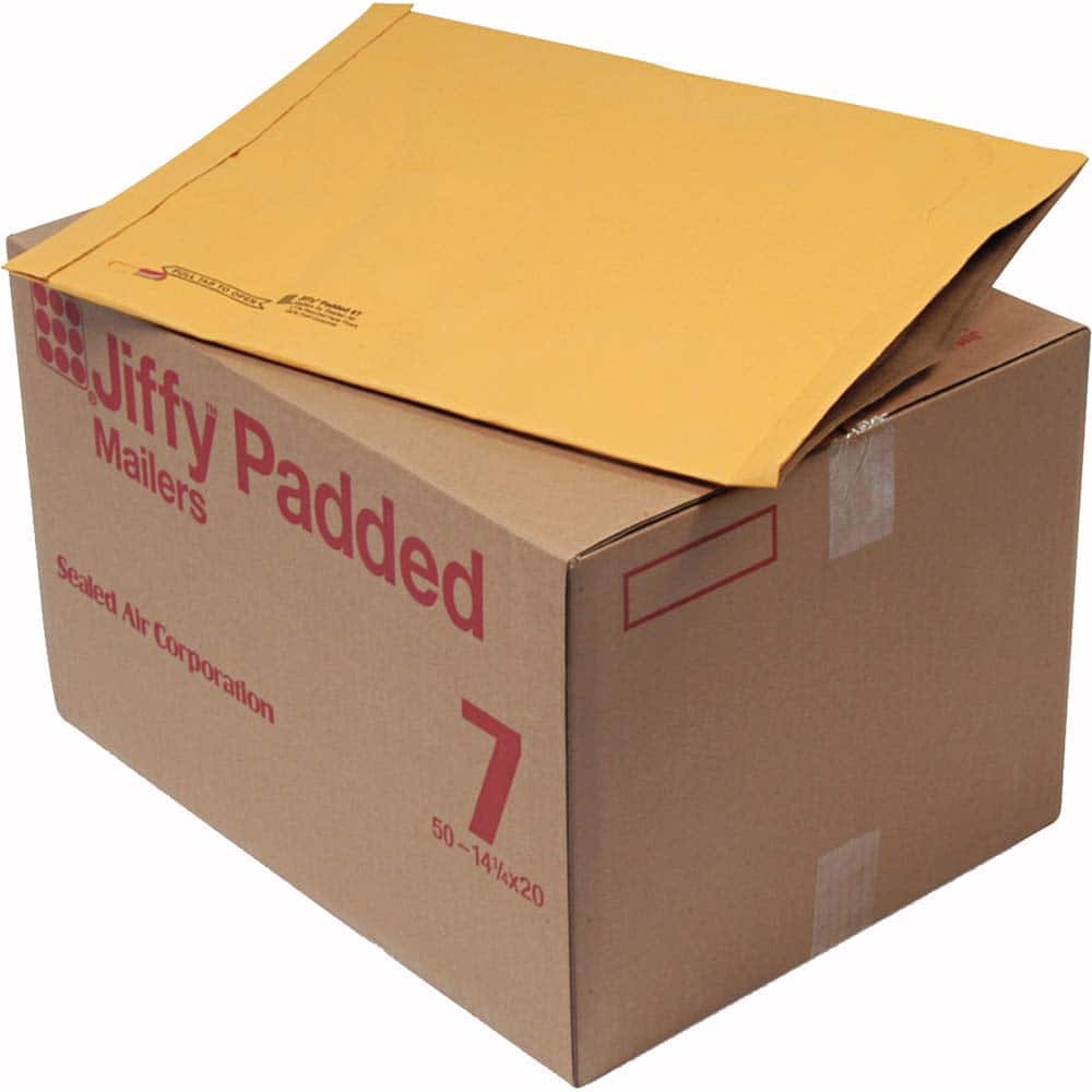Sealed Air - Mailers, Sheets & Envelopes; Type: Padded Mailer ; Style: Fold Flap ; Width (Inch): 20 ; Length (Inch): 14-1/4 ; Box Quantity: 50 ; Size: 14.25 x 20 - Exact Tool & Supply