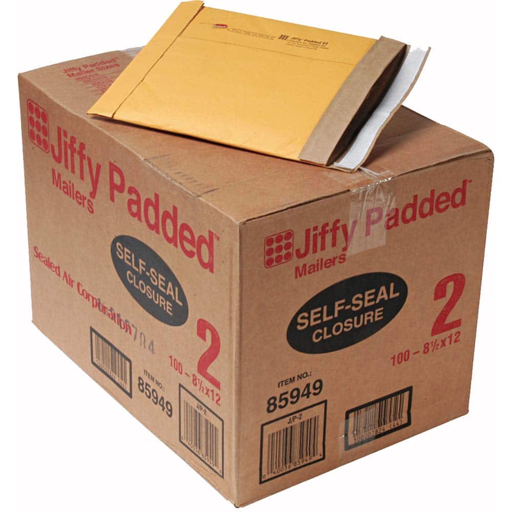 Sealed Air - Mailers, Sheets & Envelopes; Type: Padded Mailer ; Style: Self Adhesive ; Width (Inch): 12 ; Length (Inch): 8-1/2 ; Box Quantity: 100 ; Size: 8.5 x 12 - Exact Tool & Supply