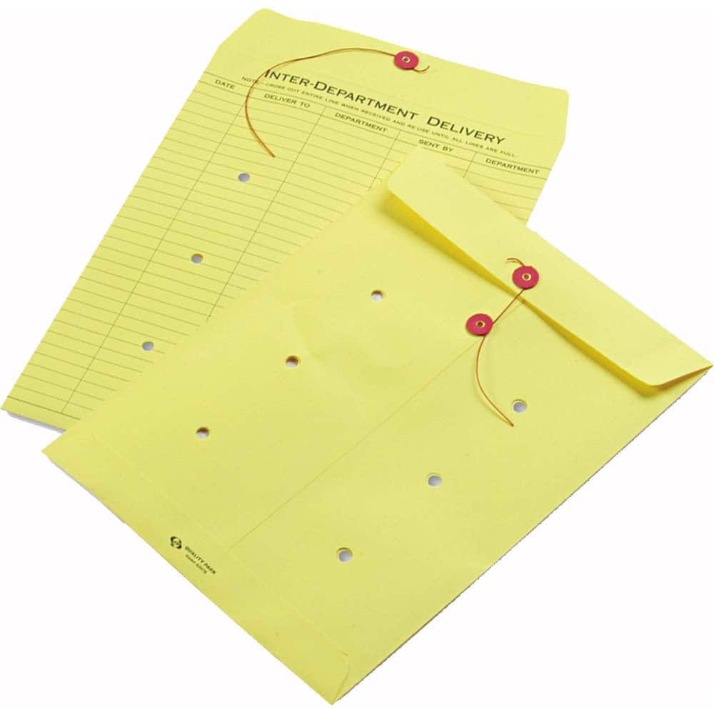 Quality Park - Mailers, Sheets & Envelopes; Type: Inter-Department Envelopes ; Style: String & Button ; Width (Inch): 13 ; Length (Inch): 10 ; Box Quantity: 100 ; Size: 10 x 13 - Exact Tool & Supply
