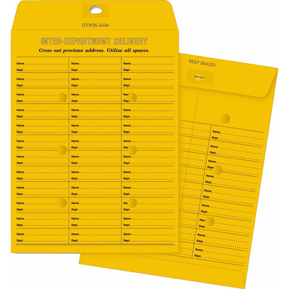 Quality Park - Mailers, Sheets & Envelopes; Type: Inter-Department Envelopes ; Style: Self Adhesive ; Width (Inch): 13 ; Length (Inch): 10 ; Box Quantity: 100 ; Size: 10 x 13 - Exact Tool & Supply