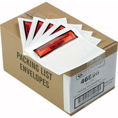 Quality Park - Packing Slip Pouches & Pockets; Packing Slip Type: Packaging List Envelope ; Imprint Description: Packing List/Invoice Enclosed ; Color: Clear/Orange ; Number of Pieces: 1000.000 ; Width (Inch): 4-1/2 ; Length (Inch): 5-1/2 - Exact Tool & Supply