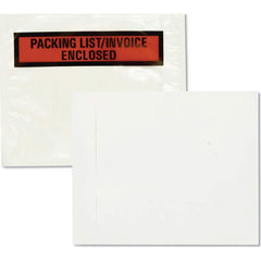 Quality Park - Packing Slip Pouches & Pockets; Packing Slip Type: Packaging List Envelope ; Imprint Description: Packing List/Invoice Enclosed ; Color: Clear/Orange ; Number of Pieces: 100.000 ; Width (Inch): 4-1/2 ; Length (Inch): 5-1/2 - Exact Tool & Supply