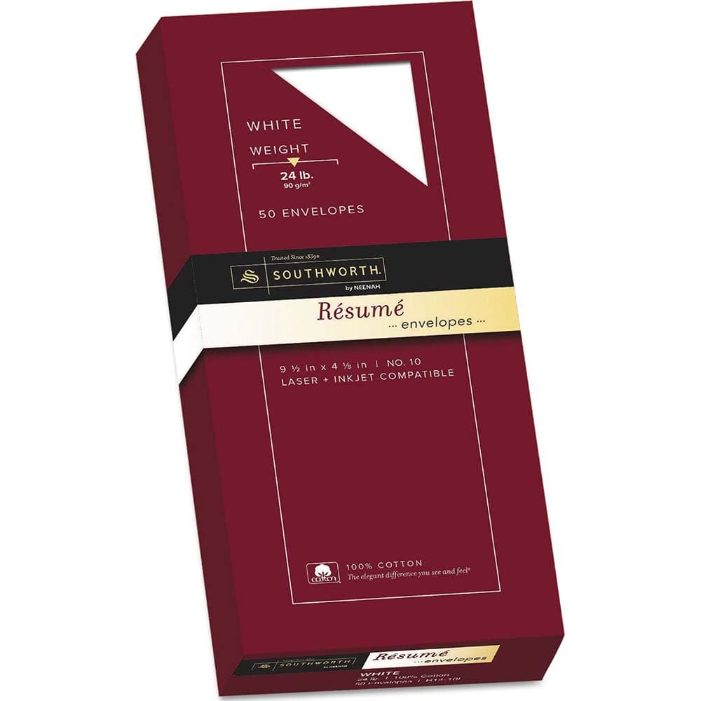Southworth - Mailers, Sheets & Envelopes; Type: Business Envelope ; Style: Gummed Flap ; Width (Inch): 9-1/2 ; Length (Inch): 4-1/8 ; Box Quantity: 50 ; Size: 4.13 x 9.5 - Exact Tool & Supply