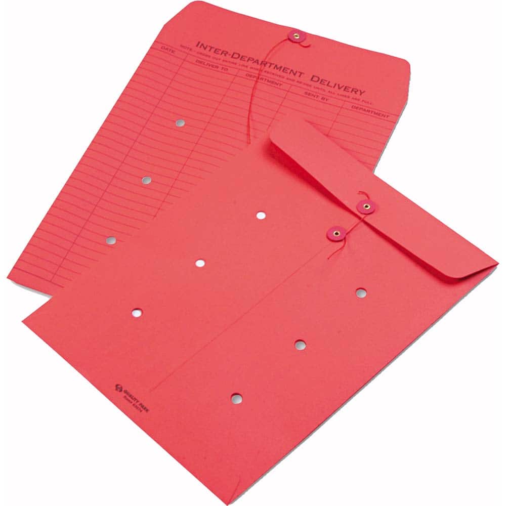 Quality Park - Mailers, Sheets & Envelopes; Type: Inter-Department Envelopes ; Style: String & Button ; Width (Inch): 13 ; Length (Inch): 10 ; Box Quantity: 100 ; Size: 10 x 13 - Exact Tool & Supply