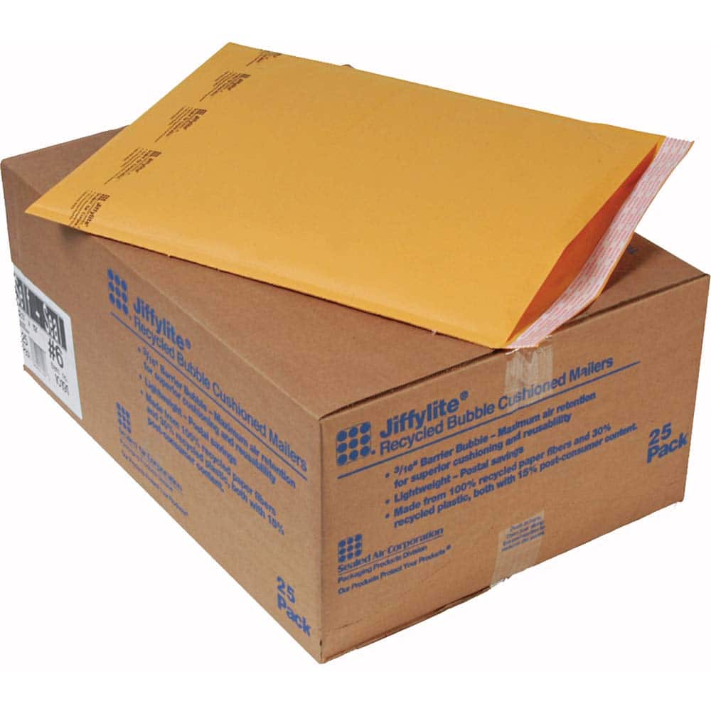 Sealed Air - Mailers, Sheets & Envelopes; Type: Bubble Mailer ; Style: Self Adhesive ; Width (Inch): 19 ; Length (Inch): 12-1/2 ; Box Quantity: 25 ; Size: 12.5 x 19 - Exact Tool & Supply
