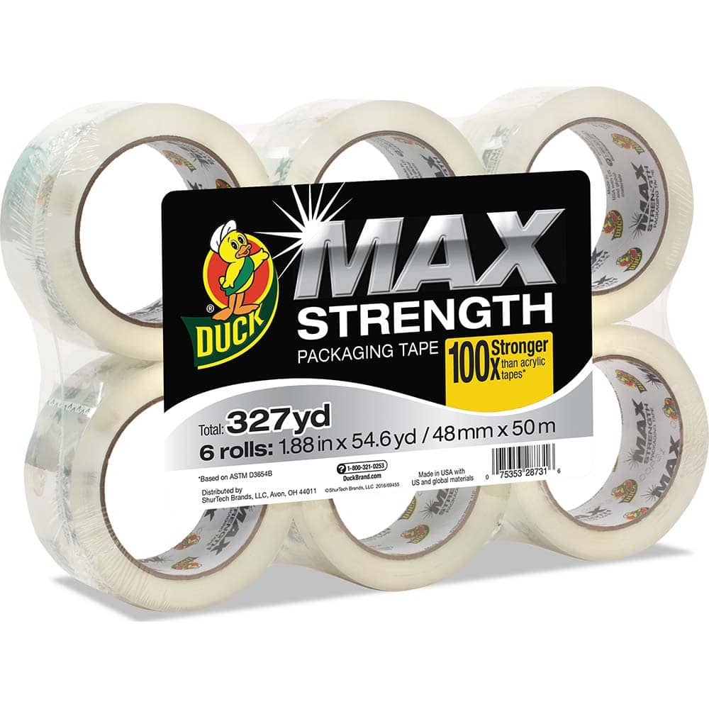 Duck - Packing Tape; Tape Type: Packaging ; Color: Clear ; Adhesive Material: Synthetic Rubber ; Width (Inch): 1-7/8 ; Length: 54.6 yd ; Material Type: Plastic - Exact Tool & Supply