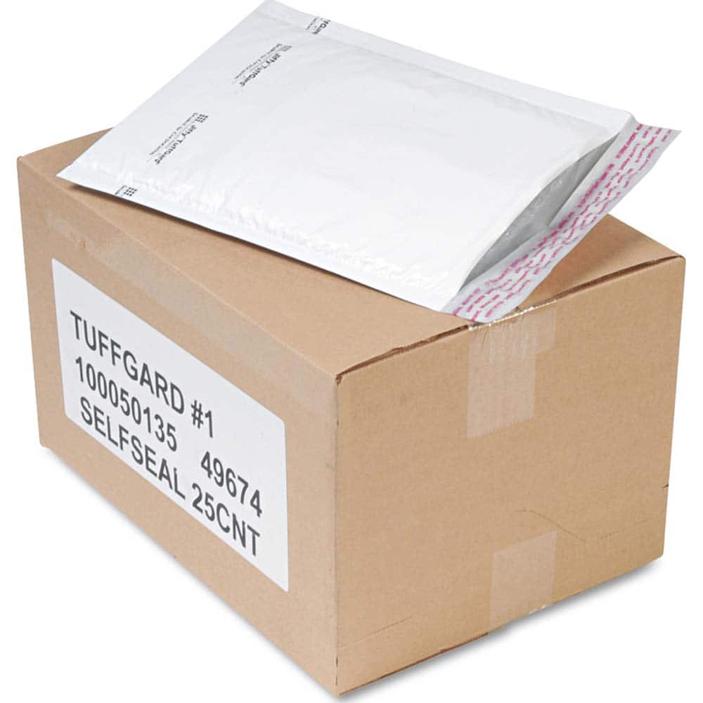 Sealed Air - Mailers, Sheets & Envelopes; Type: Jiffy Bubble Cushioned Mailer ; Style: Self Adhesive ; Width (Inch): 12 ; Length (Inch): 7-1/4 ; Box Quantity: 25 ; Size: 7.25 x 12 - Exact Tool & Supply