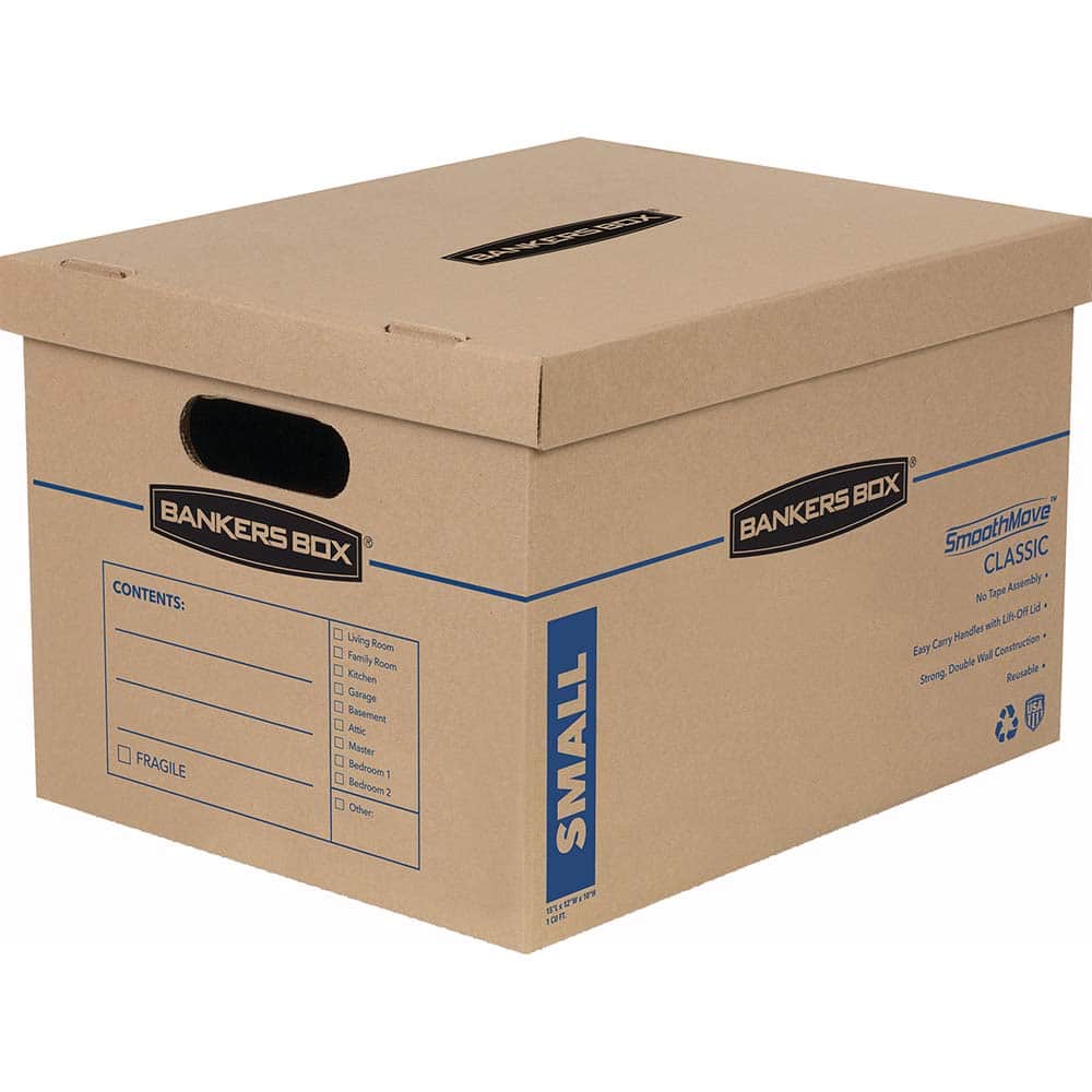 BANKERS BOX - Compartment Storage Boxes & Bins; Type: Moving/Storage ; Number of Compartments: 1.000 ; Overall Width: 12 ; Overall Depth: 15 (Inch); Overall Height (Inch): 10 ; Color: Kraft/Blue - Exact Tool & Supply